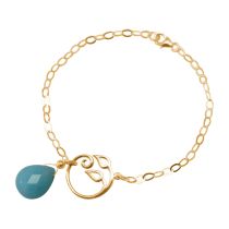 GEMSHINE Damenarmband aus hochwertig vergoldetem 925 Silber mit YOGA Lotusblume und Türkis Tropfen