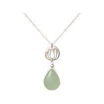 GEMSHINE Damenhalskette aus 925 Silber mit YOGA Lotusblume und Chalcedon Tropfen