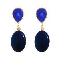 GEMSHINE Damenohrringe mit Lapis Lazuli und Achat Edelsteinen