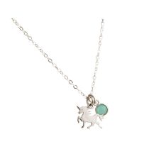 GEMSHINE Halskette mit Einhorn und Chalcedon Edelstein, Farbe:silber