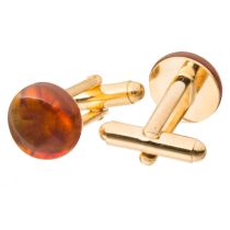 Gemshine - Manschettenknöpfe - Vergoldet - Bernstein - Gelb - Orange - 15 mm