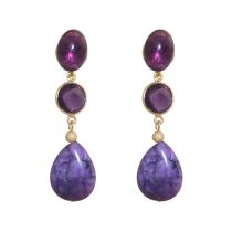 GEMSHINE Ohrringe mit Amethyst Edelstein Tropfen Ohrhänger aus 925 Silber, vergoldet, rose vergoldet