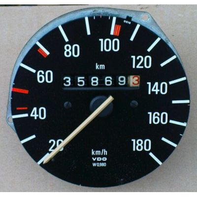 Armaturen Einsatz Audi 50 / VW Polo / Derby * 86 Tacho 180 Display weiß - VAG VW / Audi 9.73 - 8.81 - Kombi I | MAV - [ 4664 - Tacho ]