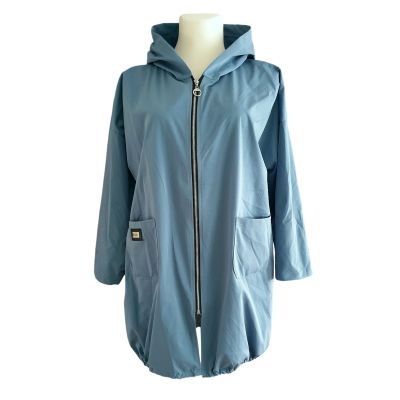 blaue LAGENLOOK JACKE mit Kapuze Baumwolle | NC24289-blau