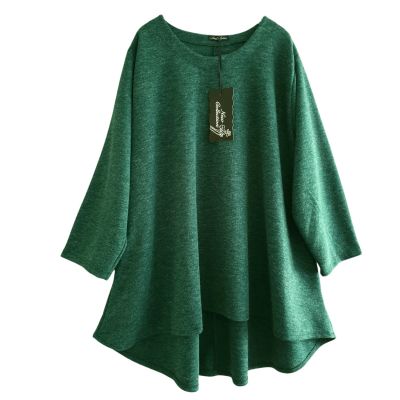 LAGENLOOK grüner Pullover Shirt mit Wolle große Größen | NC91143-gruen