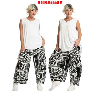 LAGENLOOK HOSE schwarz-weiß große Größen AKH Fashion | AKH-1056.S8069