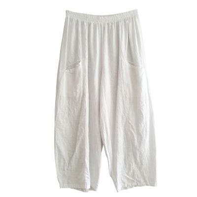 Lagenlook LEINEN HOSE weiß große Größen DAMEN | NC91902-weiss