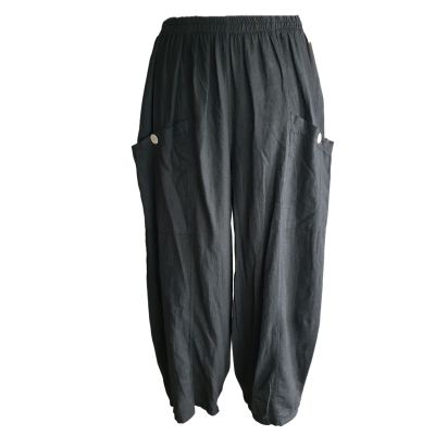 LAGENLOOK schwarze LEINEN HOSE große Größen Ballonform | NC6503-1-schwarz