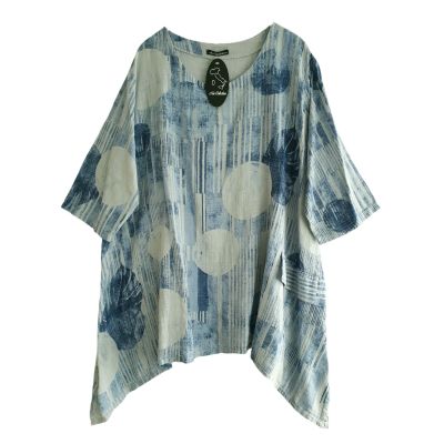 LAGENLOOK SHIRT grau-blau LEINENmix große Größen | new-collection-91718-grau