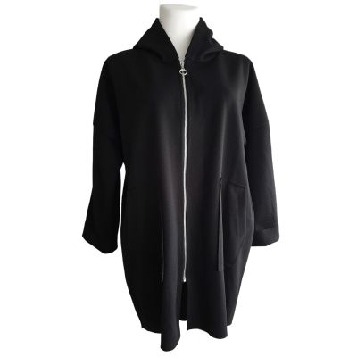 LAGENLOOK WollJACKE schwarz mit Kapuze | NC23284-schwarz