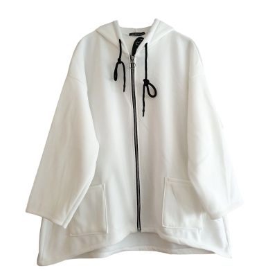 weiße LAGENLOOK JACKE Kapuze dicke Baumwolle Damen | NC91784-weiss