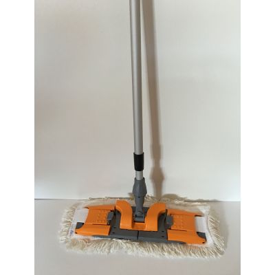 CleanSV Mop Set Profi Laschenmop 50 cm, Klapphalter für Laschenmop, 1 Laschenmop und einen Teleskopstiehl | 00-000049.1 / EAN:4251228300212