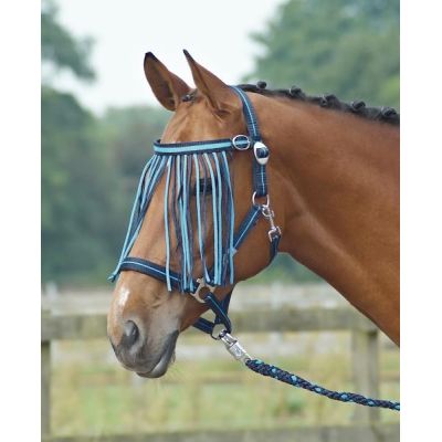 Dark blue / cyan - Fliegenfransen Fliegenstirnband Busse Tampere Pony | 633101-06 PO