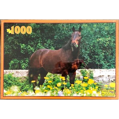 Pferdepuzzle 1000 Teile Brauner in Blumenwiese | 6022-4