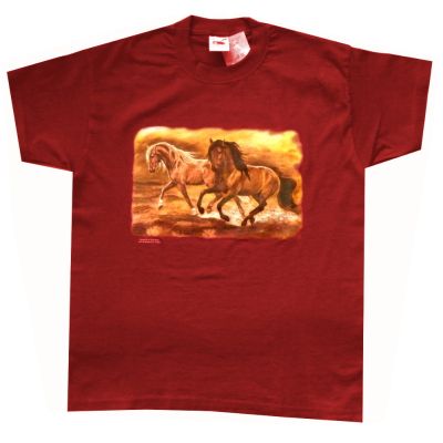 T-Shirt Spanische Pferde: Mestena, weinrot, Gr. M, Atelier Bötzel | BOET-MES-M