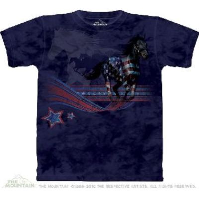 XXL - T-Shirt Horse Flag (Pferd mit amerikanischer Flagge) (The Mountain), nur noch S und XXL | 10-3113