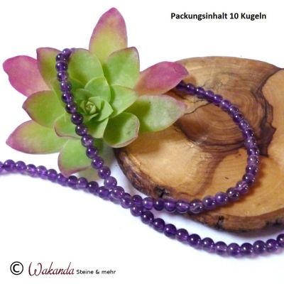 Amethyst Kugeln facettiert, 4 mm, gebohrt, 10 Stück | 221-1116