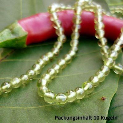 Peridot, Kugel 4 mm, gebohrt, 10 Stück | 221-1516