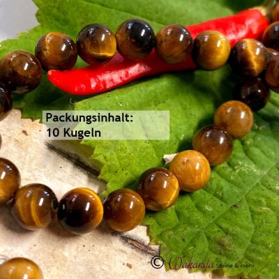 Tigerauge, Kugeln gebohrt 6 mm, A-Qualität, Packung mit 10 Kugeln | 221-2201