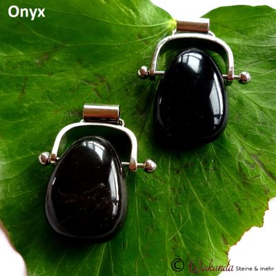 Trommelstein Onyx gebohrt mit Wechselbogen | 141-1102-ONY