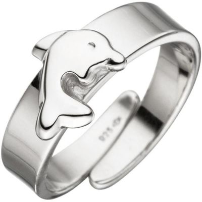 46 - Kinder Ring Delfin 925 Sterling Silber Kinderring, verstellbar | 47135 / EAN:4053258324547