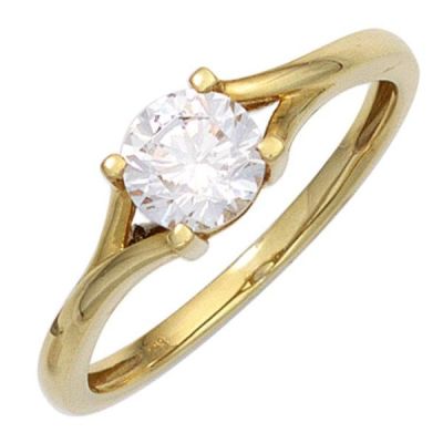 50 - Damen Ring 333 Gelbgold 1 Zirkonia Goldring | 42321 / EAN:4053258248935