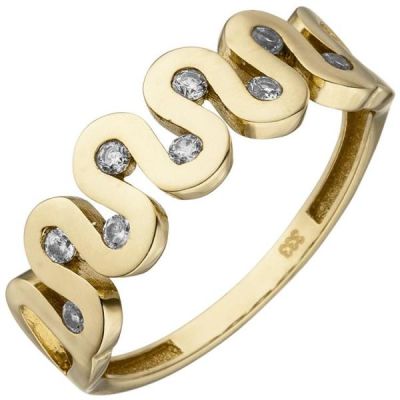 50 - Damen Ring 333 Gelbgold 9 Zirkonia Goldring | 51935 / EAN:4053258463697