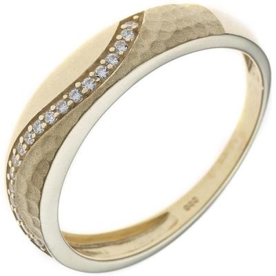 50 - Damen Ring 333 Gelbgold mattiert mit Zirkonia Goldring | 44023 / EAN:4053258280805