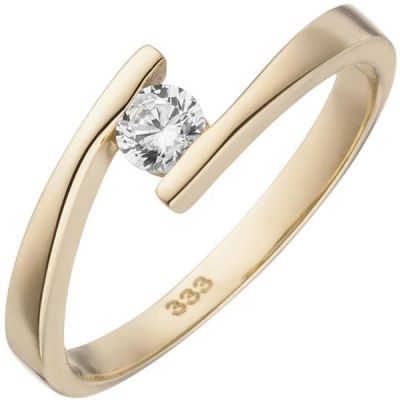 50 - Damen Ring 333 Gelbgold mit 1 Zirkonia, Goldring | 53613 / EAN:4053258535998