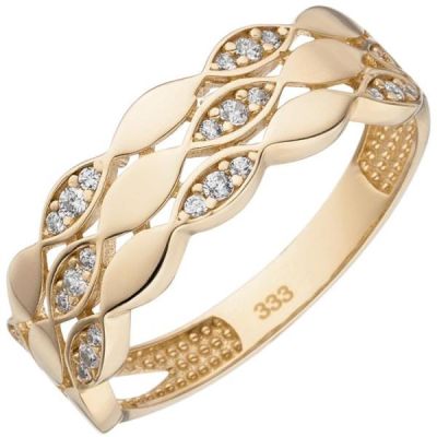 50 - Damen Ring 333 Gelbgold mit 26 Zirkonia Goldring | 53647 / EAN:4053258536315