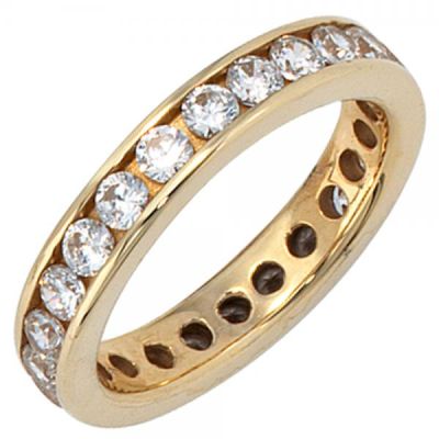 50 - Damen Ring 333 Gelbgold mit Zirkonia rundum Goldring Memoryring | 37690 / EAN:4053258047743