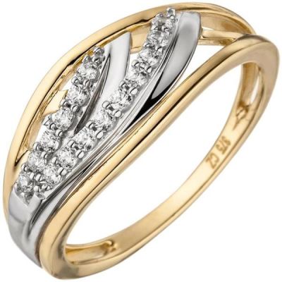 50 - Damen Ring 375 Gold Gelbgold 15 Zirkonia Goldring | 50739 / EAN:4053258358818