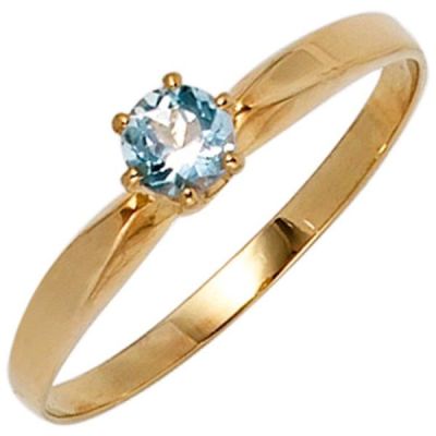 50 - Damen Ring 585 Gold Gelbgold 1 Aquamarin hellblau blau Aquamarinring | 39701 / EAN:4053258234563