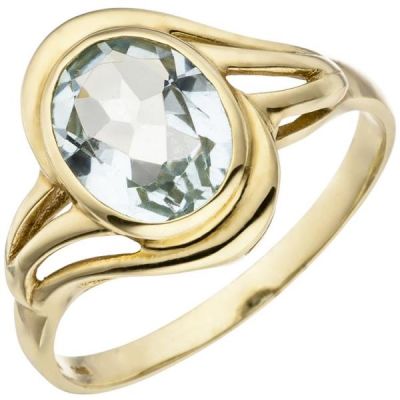 50 - Damen Ring 585 Gold Gelbgold 1 Aquamarin, hellblau blau Goldring | 43991 / EAN:4053258280256