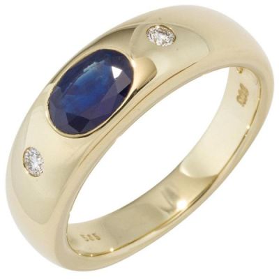 50 - Damen Ring 585 Gold Gelbgold 1 Safir blau | 39782 / EAN:4053258235584