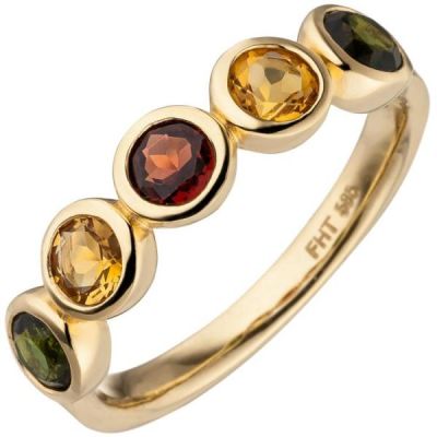 50 - Damen Ring 585 Gold Gelbgold 2 Citrine 1 Granat 2 Turmaline | 53467 / EAN:4053258529348