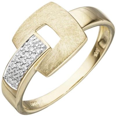 50 - Damen Ring 585 Gold Gelbgold eismatt 22 Diamanten | 53427 / EAN:4053258519646