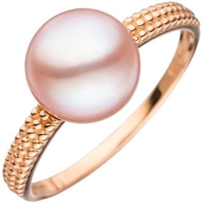 50 - Damen Ring 585 Gold Rotgold 1 rosa Perle Goldring | 44845 / EAN:4053258289471