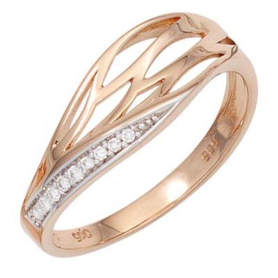 50 - Damen Ring 585 Gold Rotgold 8 Diamanten, Rotgoldring | 42172 / EAN:4053258246290