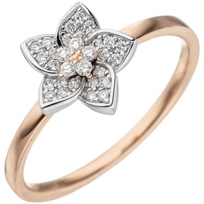 50 - Damen Ring 585 Gold Rotgold Weißgold bicolor, 30 Diamanten | 48749 / EAN:4053258333167