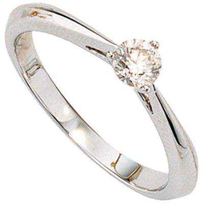 50 - Damen Ring 585 Gold Weißgold, 1 Diamant Brillant 0,25ct. Diamantring | 29390 / EAN:4053258035290