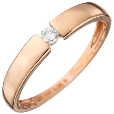 50 - Damen Ring 585 Rotgold 1 Diamant Brillant 0,08ct. Rotgoldring | 46218 / EAN:4053258304242