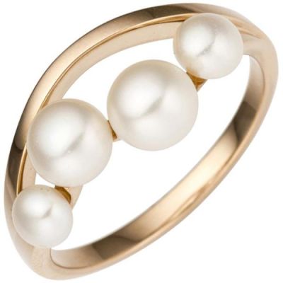 50 - Damen Ring 585 Rotgold Rosegold 4 Perlen Perlenring | 50440 / EAN:4053258348079