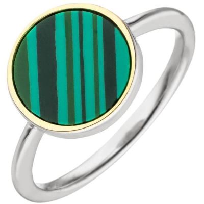 50 - Damen Ring 925 Silber bicolor mit synthetischem Malachit | 53495 / EAN:4053258529928