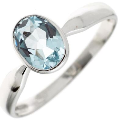 50 - Damen Ring 925 Sterling Silber 1 Blautopas hellblau blau, 8,7 mm breit | 40152 / EAN:4053258237397