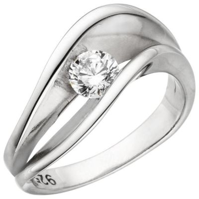 50 - Damen Ring 925 Sterling Silber, 1 Zirkonia ca. 8,4 mm breit | 52427 / EAN:4053258509876