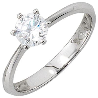 50 - Damen Ring 925 Sterling Silber rhodiniert, 1 Zirkonia | 31407 / EAN:4053258102961