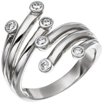 50 - Damen Ring 925 Sterling Silber rhodiniert 6 Zirkonia | 43207 / EAN:4053258262030