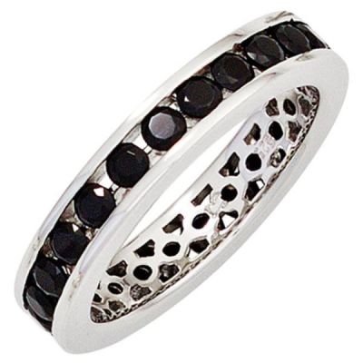 50 - Damen Ring 925 Sterling Silber rhodiniert Zirkonia schwarz | 43205 / EAN:4053258261941