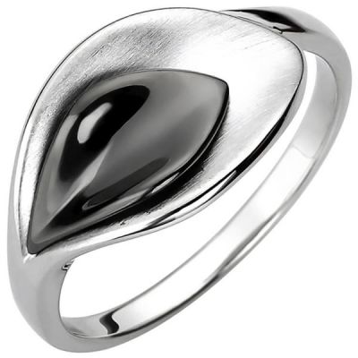 50 - Damen Ring 925 Sterling Silber teilmattiert und schwarz teilrhodiniert | 52718 / EAN:4053258503751